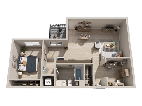 Floor plan for 1 bed, 1 bath, 925 sqft